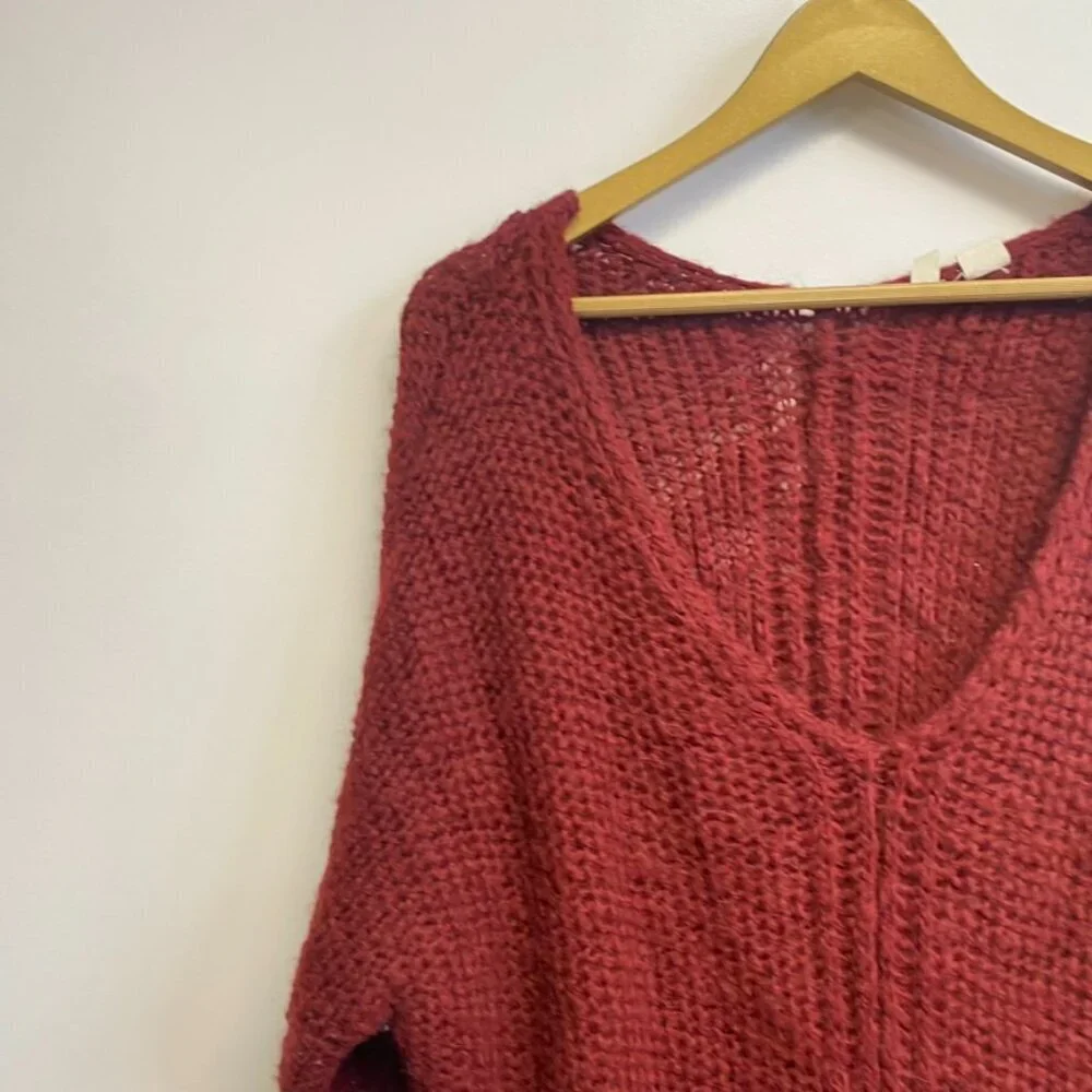 Anthropologie Moth V Neck Alpaca Wool Blend Knit Sweater